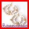 Gold Ivory Bead Rhinestone Basketball Wives Earrings Wholesale