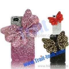 Bow Tie Crystal Bling Case for iPhone 4 3GS