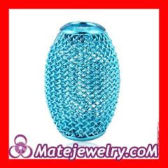 14X21mm Basketball Wives Earring Oval Blue Mesh Beads Cheap