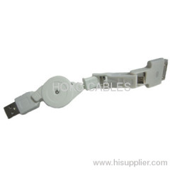 A/V Retractable Cable iPod to USB A/M, Compatible with USB 2.0 and 1.1 Devices