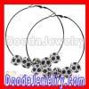 70mm Basketball Wives Black Crystal Ball Hoop Earrings