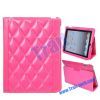 Diamond Pattern Smart Cover Stand Leather Case for iPad 2(Hot Pink)