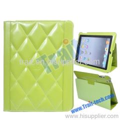 Diamond Pattern Smart Cover Stand Leather Case for iPad 2(Green)