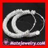 70mm Basketball Wives Hoop Earrings With Clear Crystal Spacer Beads
