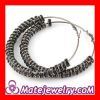 70mm Basketball Wives Hoop Earrings With Black Crystal Spacer Beads