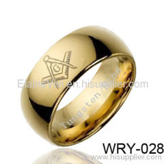 New Rings18K Gold Plated Tungsten Rings Masonic Laser Rings Wedding Rings Fashion Jewelry Rings Mens rings couple rings