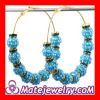 70mm Basketball Wives Blue Rhinestone Crystal Ball Hoop Earrings Wholesale