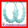 Basketball Wives Cyan Rhinestone Crystal Ball Hoop Earrings Wholesale