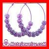 Basketball Wives Purple Rhinestone Crystal Ball Hoop Earrings Wholesale