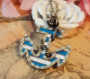 Navy Blue Anchor Necklace Pendant