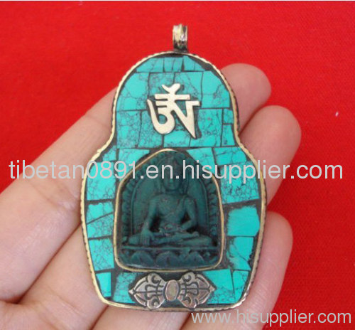 Tibetan Turquoise Buddha Statue Pendant