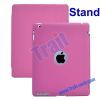 Leather Cover + Hard Back Case for iPad 2 Stand (Pink)