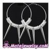 70mm Silver Basketball Wives Spike Hoop Earrings Wholesale