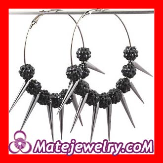 70mm Black Basketball Wives Spike Hoop Earrings Wholesale