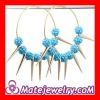 70mm Blue Gold Basketball Wives Spike Hoop Earrings Wholesale