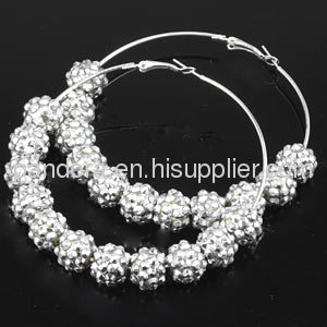 hoop wives rhinestone 70mm basketball earrings wholesale crystal ball silver hisupplier