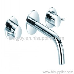 Two handle wall basin foucet