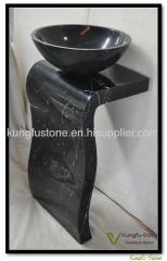 black stone marble pedestal basin