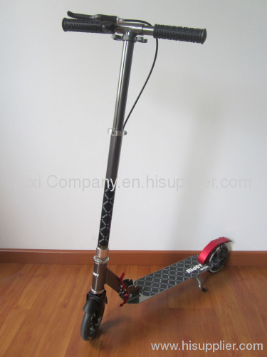 Scooter with stand and handlebrake
