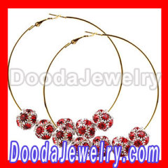 Cheap Basketball Wives Poparazzi Earrings With Red Crystal Ball Beads for sale