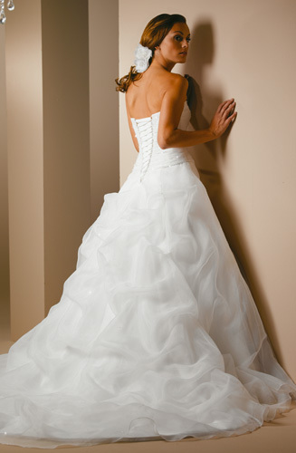 A-line Strapless Floor-length Wedding Gown