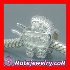 European Solid Sterling Silver Charm Jewelry baby carriage Beads and Charms