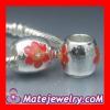 European sterling silver red enamel flower beads and charms