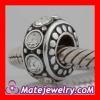S925 Antique Sterling Silver wheel Charm beads with clear stone