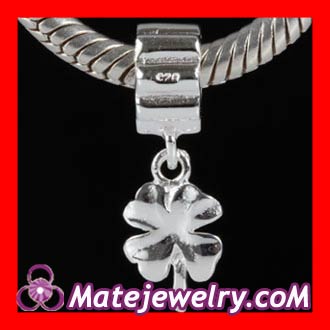 european Solid Sterling Silver Jewelry Charms four leaf colver Dangle