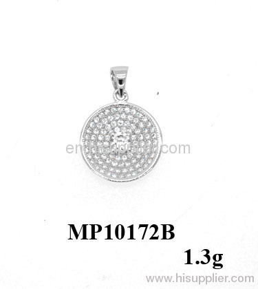 White zirconia silver pendant
