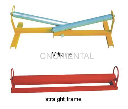 V frame guide set for drum to guide cable into trench or duct