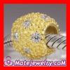European Gold Plated 925 Silver Disco Ball with Clear Crystal beads