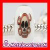 Painted Skull Crossbones Murano Glass Beads 925 Sterling Silver