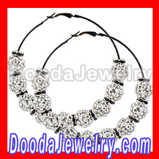 Fashion Basket Ball Wives Hoop Earrings Rhinestone Studded Balls