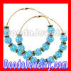 Basketball Wives Earrings Silver Hoop Blue Felt Balls Rhinestone Wholesale