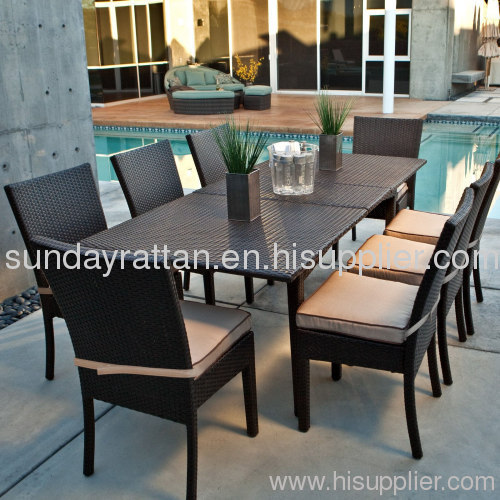 2013 hot sale 8 person outdoor rattan dining table set