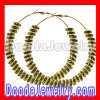 Basketball Wives Earrings Hoop With Green Crystal Spacer Beads Wholesale