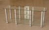 hot sell clear tempered glass tv stand