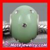 european Silver Polished Glass Green Bead with Austrian crystal Accents