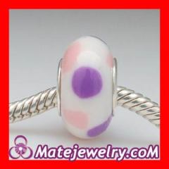 european 925 sterling silver double cores purple and pink Polymer Clay Beads