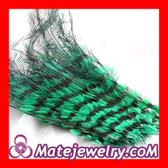 Green Thin Striped Grizzly Bird Feather Hair Extension Wholesale