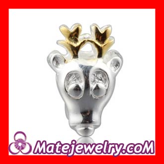 Fashion chamilia reindeer with gold antler charm beads wholesale