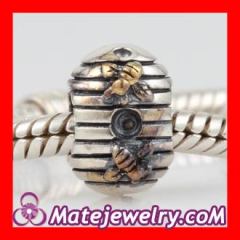 Chamilia 925 Sterling Silver Bee Hive charm Bead with golden bees