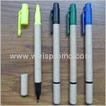 Recycle ball pen with highlighter