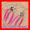 Fashion Pink Tibetan Jaderic Indianstyles Mix Bead Feather Earrings