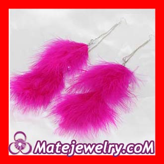 Fashion Pink Fluffy Extra Long Feather Earrings Wholesale