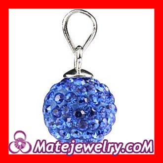 Sterling Silver 10mm Blue swarovski Crystal Pendants Wholesale