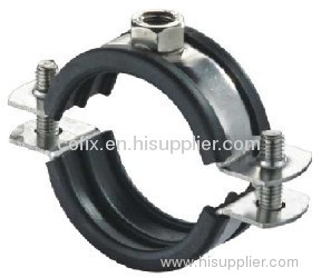 Stainless steel pipe clamp with rubber