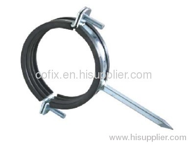 Nailed pipe clamp with rubber