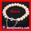 20cm Freshwater Pearl Silver Snake Bracelet With silver safety chain
